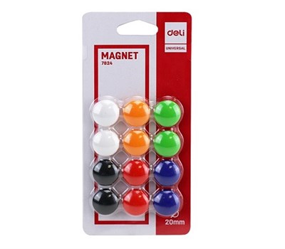 Deli E7824 Universal Magnetic Board Magnets 20MM 12 Pieces
