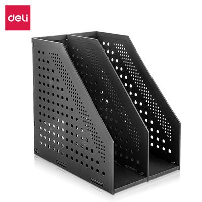 Deli E78999 Foldable Plastic Magazine Holder 2 Compartments