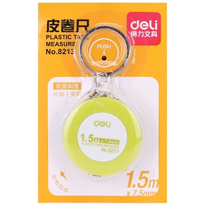 Deli E8213 Plastic Measuring Tape 1.5 m with Keychain