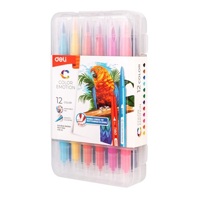 Deli EC151 Felt Tip Double-Ended Washable Colour Markers 