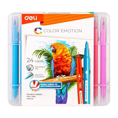 Deli EC151 Felt Tip Double-Ended Washable Colour Markers 