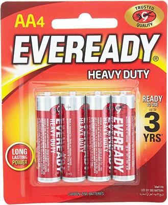 Eveready 1015 Red AA Battery x 4 Blister Pack (Pencil Cell)
