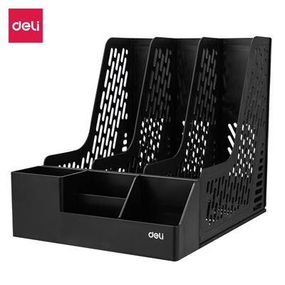 Deli EZ00122 Multi-Functional Plastic Magazine Holder 3 Compartments with 4 Compartments Desk Organizer