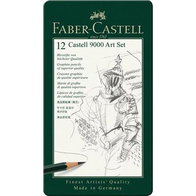 Faber-Castell 9000 Art Set Sketching Pencils 12 Tin Pack