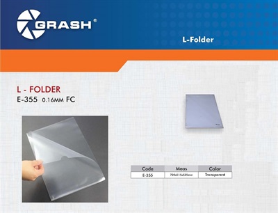Grash E-355 Legal Transparent L-Folder Pack of 12