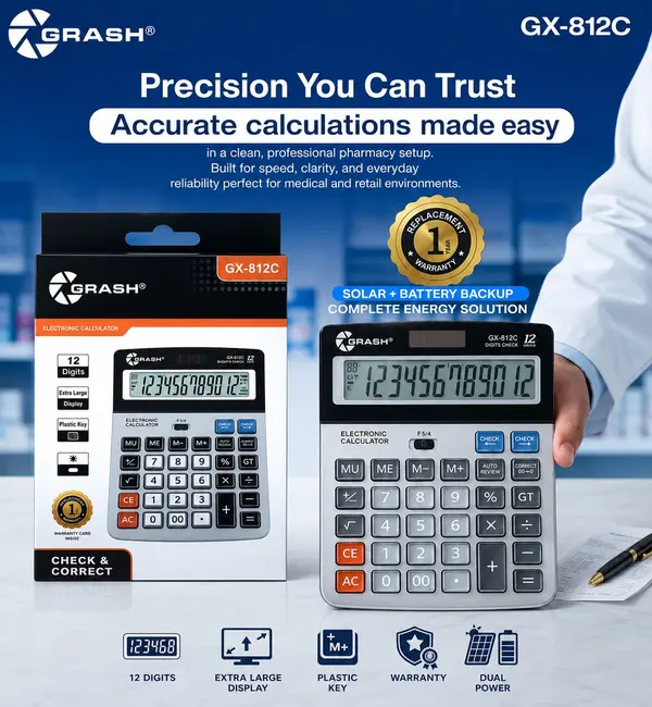 Grash GX-812C 12-Digits Desktop Calculator