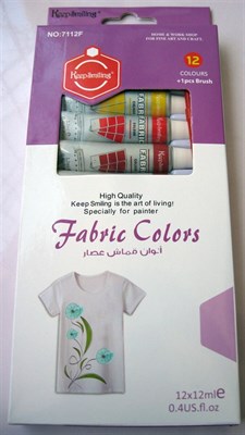 Keep Smiling 7112F Fabric Paints 12 Colour Set with Brush