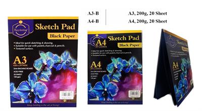 Keep Smiling 20 Pages A4 & A3 200gsm Black Paper Sketch Pad