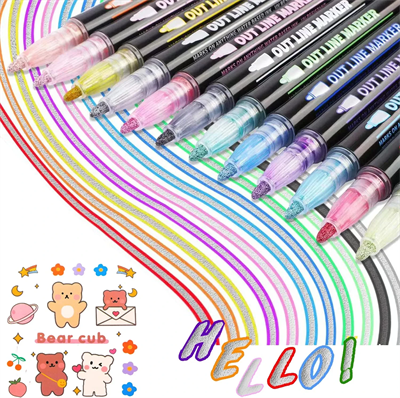 Keep Smiling LKB-0001# Outline Metallic Markers 10 Colours