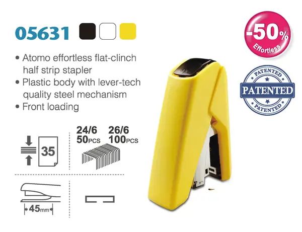 KW-triO 05631 Effortless Flat-Clinch Half Strip Stapler