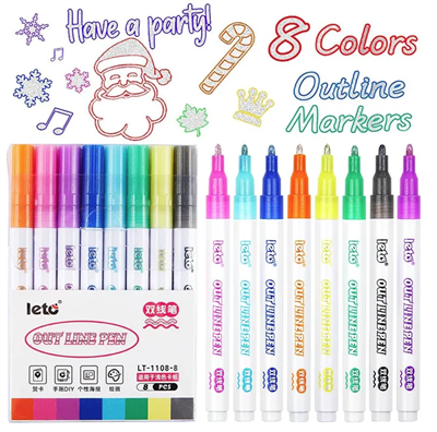 Leto LT-1108-8 Outline Metallic Markers 08 Colours