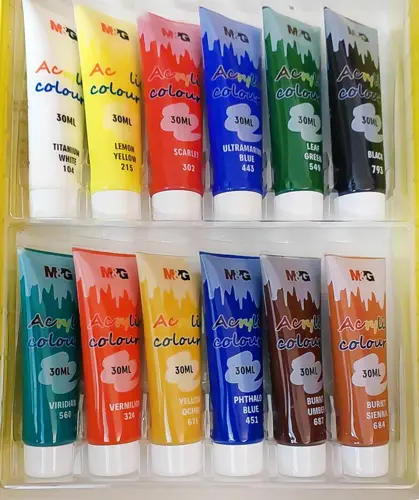 M&G APL976M0 Acrylic Paint Set 12 Colours 30ml Tubes