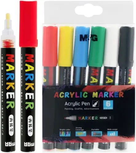 M&G APL976 12 & 6 Acrylic Colour Paint Markers Set