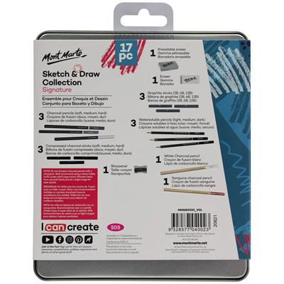 Mont Marte MMGS0033 Signature Sketch & Draw Collection Sketching Set 17 Pieces