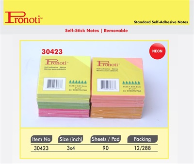 Pronoti Neon Colour Memo Sticky Notes 3x4 Inches 30423
