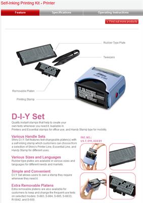 Shiny S-883 D.I.Y. Customized Self-Inking Printing Stamp Kit