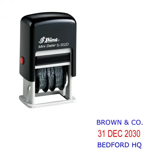 Shiny S-302D Self-Inking Mini Date Stamp