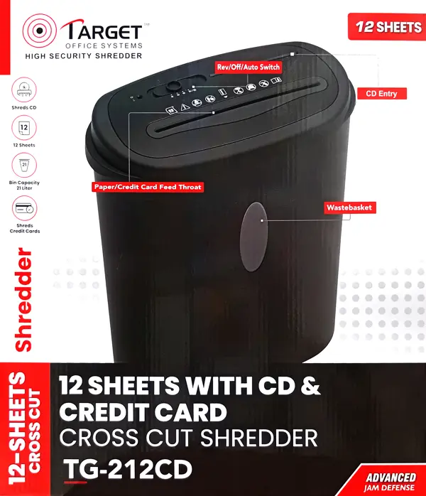 Target TG-212CD 12-Pages Cross-Cut Paper/Card/CD P-4 Shredder