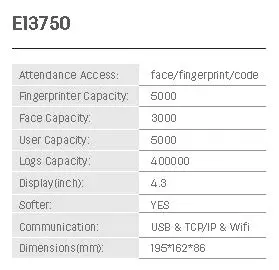 Deli E13750 Fingerprint and Face Recognition Attendance Machine
