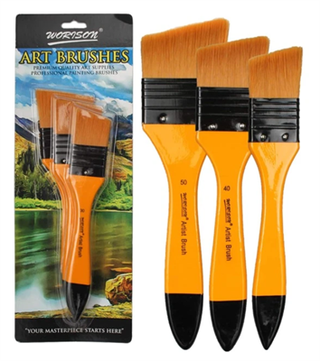 Worison W-FA345 Art Flat Brush 30, 40, 50 mm 3 Pcs Set
