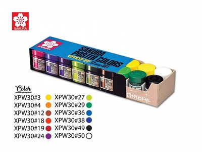 Sakura Poster Colour 30ML Glass Bottle 12 Colour Set