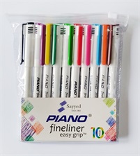 Piano Easy Grip Fineliner Pack of 10 Colours