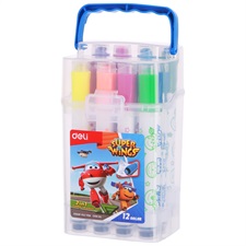 Deli EC10904 Super Wings Stamp + Felt Tip Markers 12 Colours