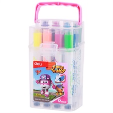 Deli EC10904 Super Wings Stamp + Felt Tip Markers 12 Colours