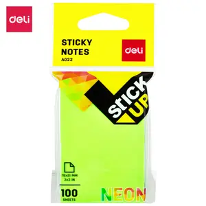 Deli EA02202 Neon Colours Sticky Notes 3x2 Inches 