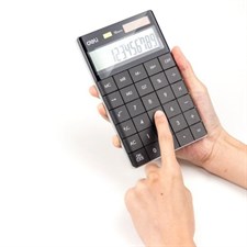 Deli Touch Series E1589P Acrylic Keys 12-Digits Grey Desktop Calculator