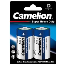 Camelion Super Heavy Duty D-Size Battery x 2 Cell Blister Pack