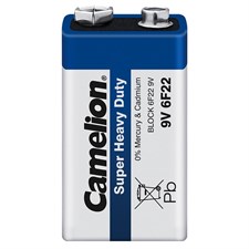 Camelion Super Heavy Duty 9 Volt Battery x 1 Cell Blister Pack