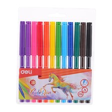 Deli ColoRun EC10003 Felt Tip Washable Markers 12 Colours