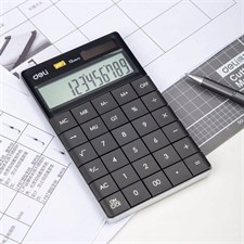 Deli Touch Series E1589P Acrylic Keys 12-Digits Grey Desktop Calculator