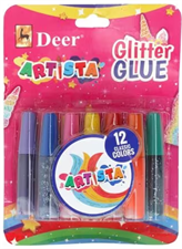 Deer 1-2-101 Glitter Glue 12 Colour Tubes