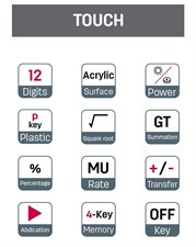 Deli Touch Series E1589P Acrylic Keys 12-Digits Grey Desktop Calculator