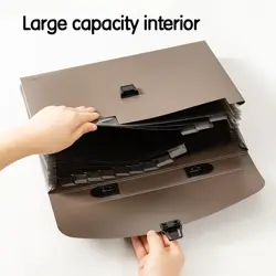 Deli E5557 A4 13 Pockets Expanding File Buckled with Handle