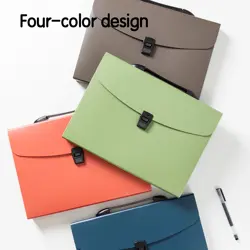Deli E5557 A4 13 Pockets Expanding File Buckled with Handle
