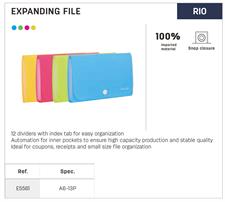 Deli E5561 A6 13 Pockets Expanding File Snap