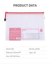 Deli E5654 A4 Mesh PVC Zip Bag