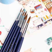 Deli E73893 Arte Neuvo Multi Size Round Paint Brushes 6 Pieces Set  