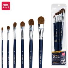 Deli E73895 Arte Neuvo Multi Size Tongue Shaped Paint Brushes 6 Pieces Set