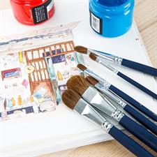 Deli E73895 Arte Neuvo Multi Size Tongue Shaped Paint Brushes 6 Pieces Set
