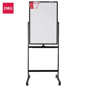 Deli E7893 Universal 2-Sided Magnetic Flip Chart 2×3 Feet with Stand Whiteboard and Chalkboard