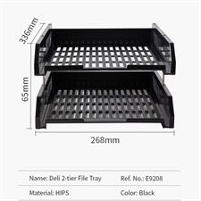 Deli E9208 A4 Plastic 2-Tier Paper Tray