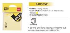 Deli EA00352 Yellow Color Sticky Notes 3x3 Inches