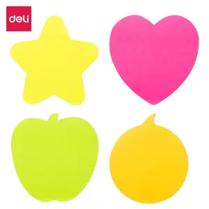 Deli EA03202 Neon Color Shape Sticky Notes 3×3 Inches 80 Sheets 