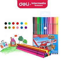 Deli EC10700 Felt Tip Washable 12 Colour Markers