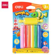 Deli ED75011 Play Dough with Roller 6 Colours