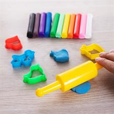 Deli ED75041 Play Dough with Roller 12 Colours